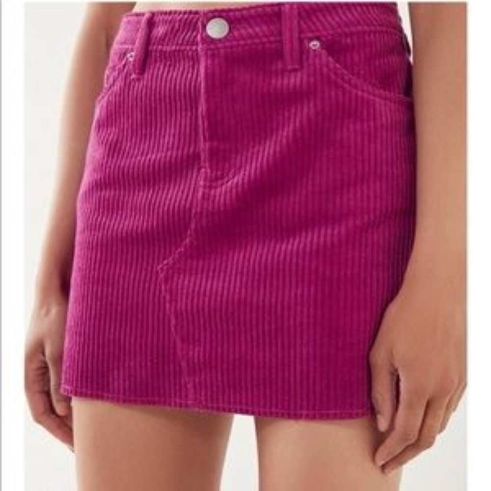 BDG frayed purple corduroy mini skirt